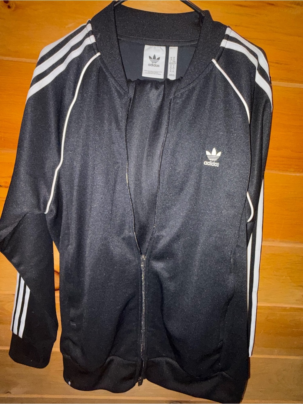 adidas Black Track Bomber Jacket with White Stripes